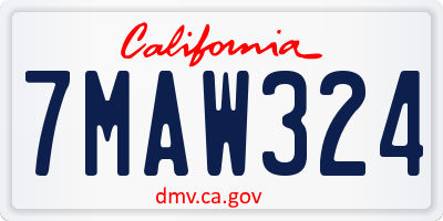 CA license plate 7MAW324