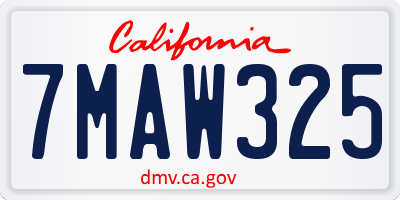 CA license plate 7MAW325