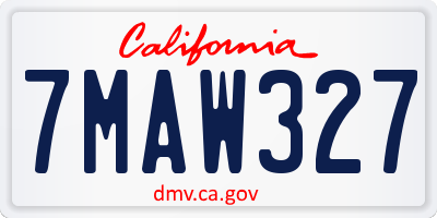 CA license plate 7MAW327