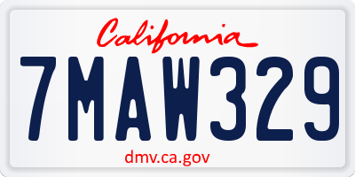CA license plate 7MAW329