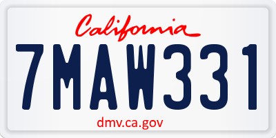 CA license plate 7MAW331