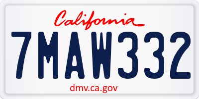 CA license plate 7MAW332