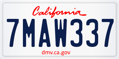 CA license plate 7MAW337