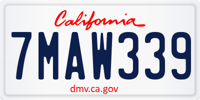 CA license plate 7MAW339