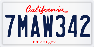 CA license plate 7MAW342