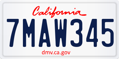 CA license plate 7MAW345
