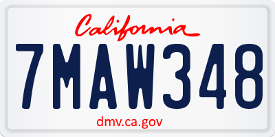 CA license plate 7MAW348