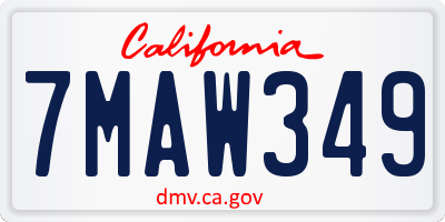 CA license plate 7MAW349