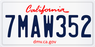 CA license plate 7MAW352