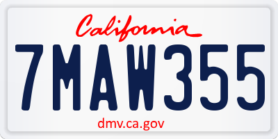 CA license plate 7MAW355