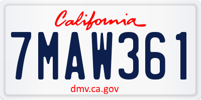 CA license plate 7MAW361