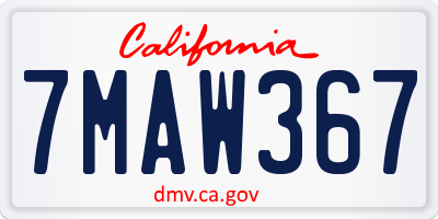 CA license plate 7MAW367