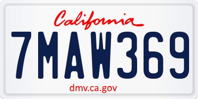 CA license plate 7MAW369