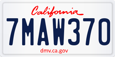 CA license plate 7MAW370