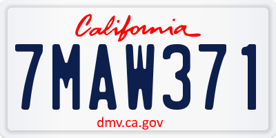 CA license plate 7MAW371