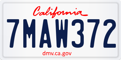 CA license plate 7MAW372