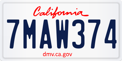 CA license plate 7MAW374