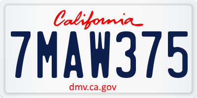 CA license plate 7MAW375