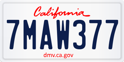 CA license plate 7MAW377