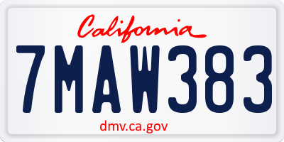 CA license plate 7MAW383