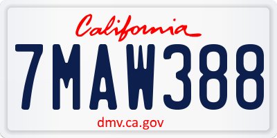 CA license plate 7MAW388