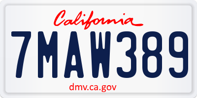 CA license plate 7MAW389