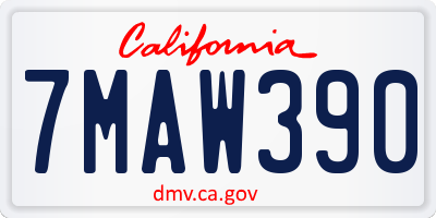 CA license plate 7MAW390