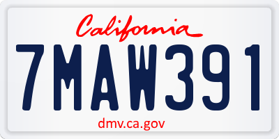 CA license plate 7MAW391