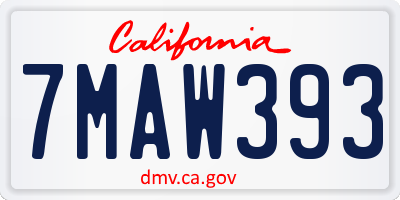 CA license plate 7MAW393