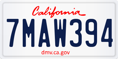 CA license plate 7MAW394