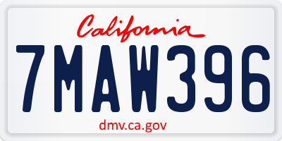 CA license plate 7MAW396
