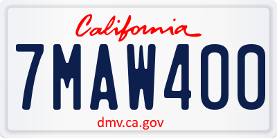 CA license plate 7MAW400