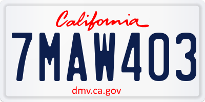 CA license plate 7MAW403