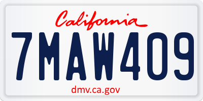 CA license plate 7MAW409
