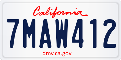 CA license plate 7MAW412