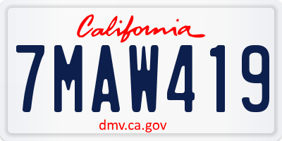 CA license plate 7MAW419