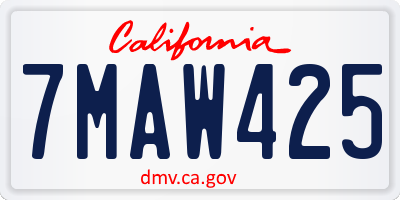 CA license plate 7MAW425