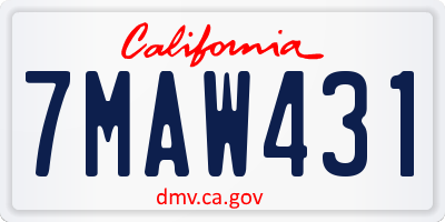 CA license plate 7MAW431
