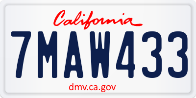CA license plate 7MAW433
