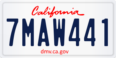 CA license plate 7MAW441