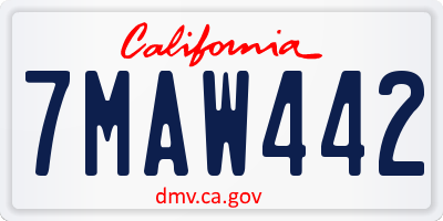 CA license plate 7MAW442