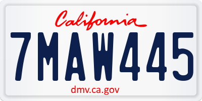 CA license plate 7MAW445