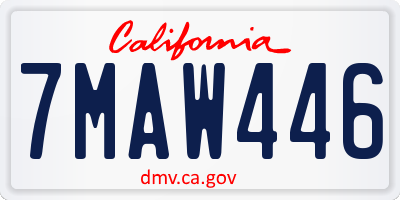 CA license plate 7MAW446