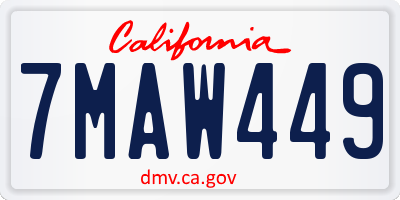 CA license plate 7MAW449