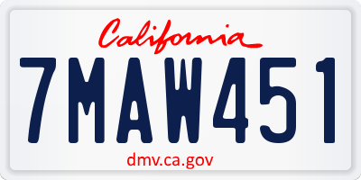 CA license plate 7MAW451