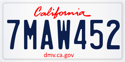 CA license plate 7MAW452