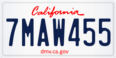 CA license plate 7MAW455