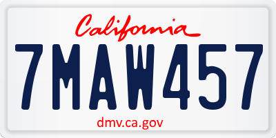 CA license plate 7MAW457