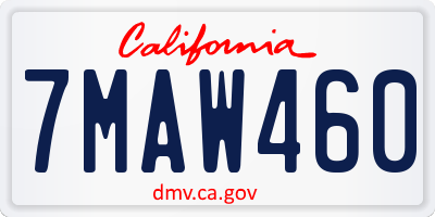 CA license plate 7MAW460