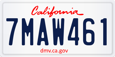 CA license plate 7MAW461